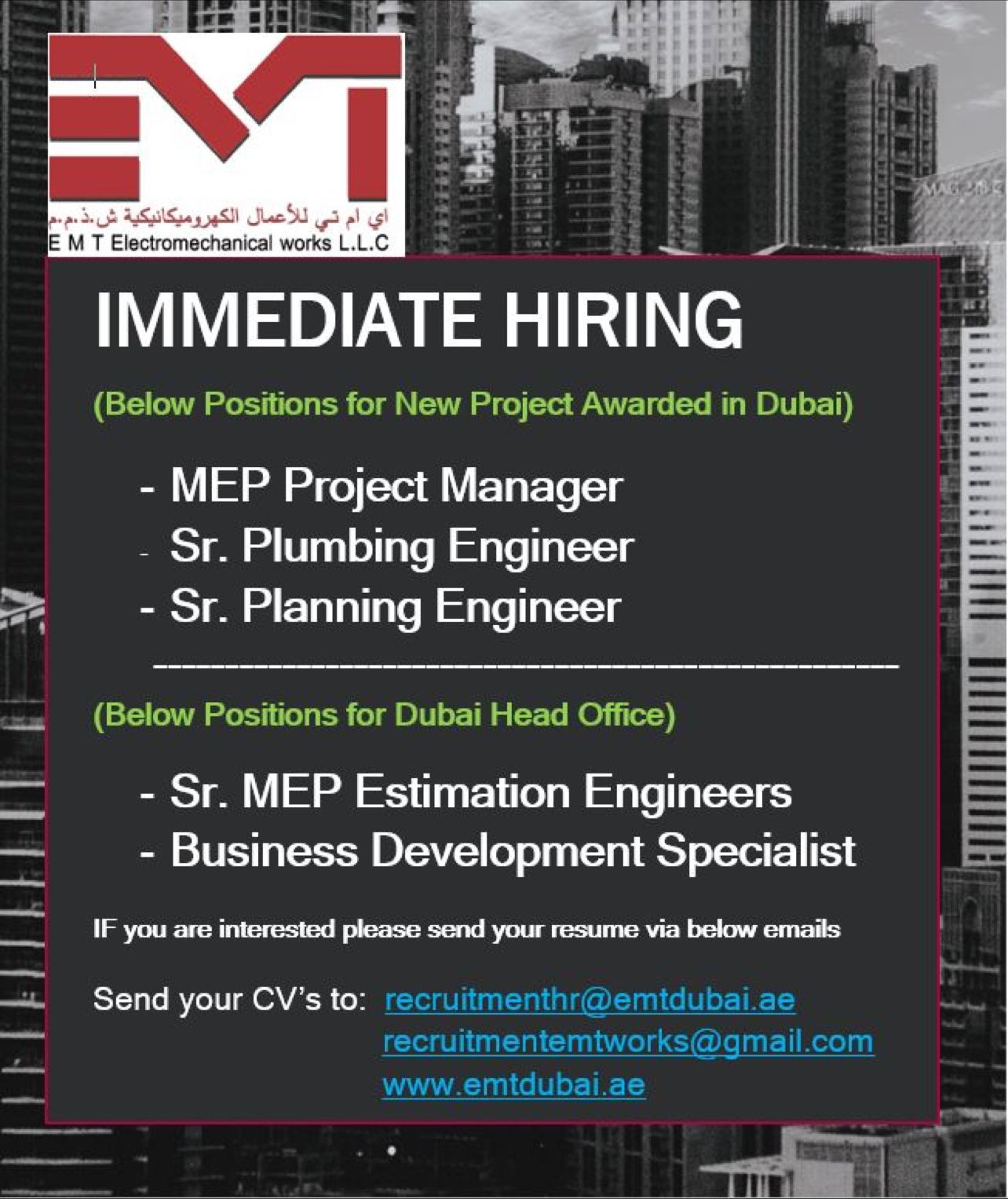  Apply now to latest jobs in Dubai, UAE, Saudi, Qatar and other Gulf